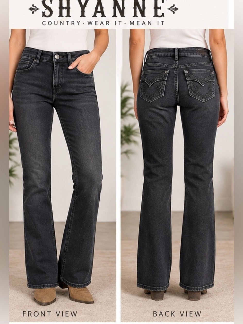 SHYANNE WOMENS BLACK BOOTCUT WESTERN JEANS SIZE 26 REGULAR STRETCH
